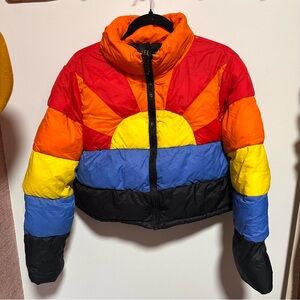 dELiA*s by Dolls Kill Sweet Retreat Rainbow Puffer Jacket